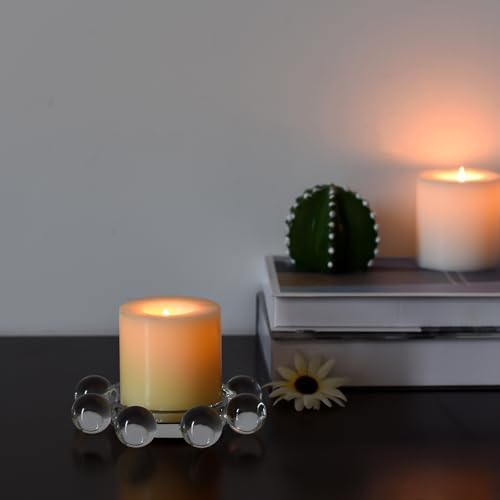 Crystal Candle Holders Pillar Candlestick Decorations for Home Party Dinner Christmas, Suitable for Large Cylindrical Candles, Clear - Image 4