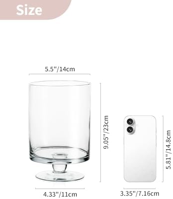NUPTIO Glass Candle Holder for Pillars: Large Clear Glass Vases for Table - Image 4