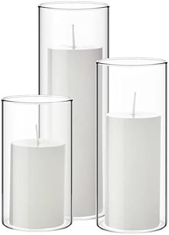 Shihanee 3 Pillar Candle and Holder,2.6'' X 4.7'', 5.9'', 7.9'',White by Shihanee