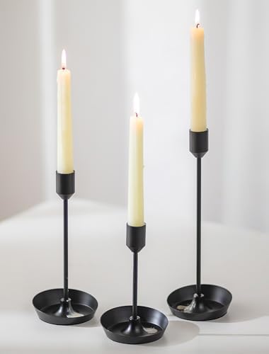 NUPTIO Black Candlestick Holders for Centerpiece: 3 Pcs Tall Candle Holders by Nuptio