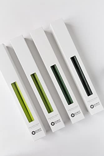 Kunstindustrien® Taper Candles – Set of 4, 13.8" – Made in Denmark, Long Burning Candles 15h, Unscented & Smokeless Candlesticks – Elegant Tall Candles for Weddings, Dinners & Home Decor (Light Green) - Image 5