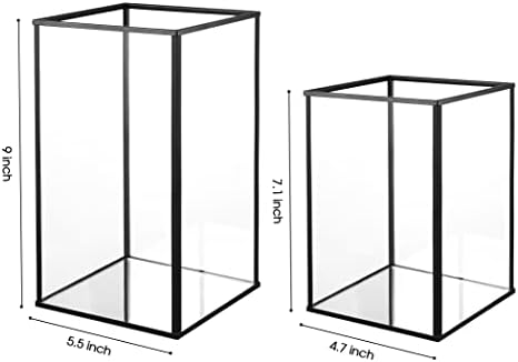 yshengood Hurricane Candle Holder Set of 2 Pcs, Black Candle Holder for Pillar Candle - Image 4