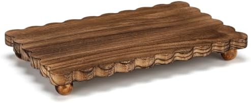 Yookeer Scalloped Wood Riser, Brown, 12'' X 7'' X 1.4'', Square by Yookeer