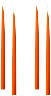 Kunstindustrien® Taper Candles – Set of 4, 13.8" – Made in Denmark, Long Burning Candles 15h, Unscented & Smokeless Candlesticks – Elegant Tall Candles for Weddings, Dinners & Home Decor (Orange) by KUNSTINDUSTRIEN