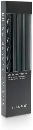 Illume Beautifully Done Unscented Assorted Candle Tapers 3-Pack, Black by ILLUME