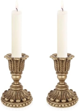 2Pcs Vintage Gold Candle Holders,European Style Candlesticks Holder by VMKtrenziaFlagship