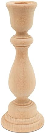 Wood Candle Holders, 6-3/4 Inch Wooden Candlestick Holders with 3/4 Inch Hole, Set of 2 Unfinished Wooden Candle Holders, Farmhouse Rustic Candle Holder for Crafts, Decorating and Painting - Image 6
