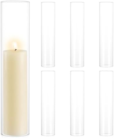 Hurricane Glass Candle Holders: 2.5" W x 12" H Cylinder Cover 6 Pcs by CreatedforWeddingsandHome