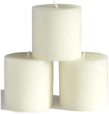 CANDWAX 3x3 Pillar Candles Set of 3 - Rustic Unscented No Drip Ivory Candles for Home Decor, Weddings, Centerpieces by CANDWAX