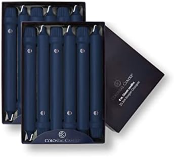 Colonial Candle Unscented Taper Candle, Classic Collection, Indigo, 8 In, Pack of 12 - Up to 6 Hours Burn by ColonialCandle
