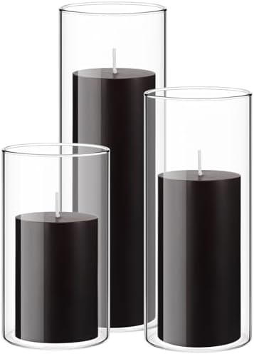 Shihanee 3 Pillar Candle and Holder, S, Black by Shihanee