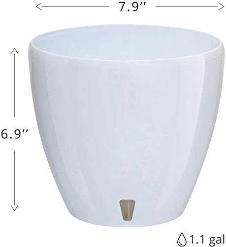 Santino 7.9 Inch Deco Self Watering Pots for Indoor Plants in Anthracite (Set of 3) - Decorative Flower Pot with Water Level Indicator and Drainage Cartridge for All House Plants, Flowers and Herbs