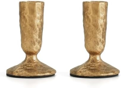 Handcrafted Antique Brass Taper Candle Holders Set of 2 by Novyxis