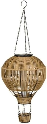 Regal Art & Gift Hot Air Balloon Solar Lantern – Hanging Solar-Powered LED Lights, Waterproof Portable Decorative Outdoor Lamp Made of Metal & Glass for Garden, Patios & Pathway – Wicker (Large)