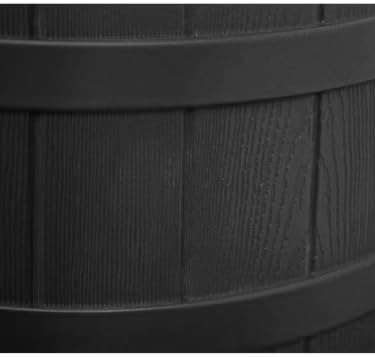 Rain Wizard, 40 Gallon Capacity, Wood Texture Design, Brass Spigot, Flat Top (Black)