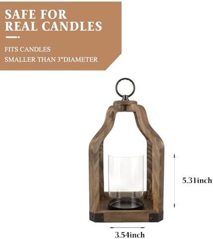 Rustic Wood Lantern Candle Holder for Farmhouse Decor - Image 3