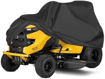 Lawn Mower Cover, Heavy Duty 600D Oxford, Waterproof Outdoor, Weather Resistant, Rip-Proof, Anti-UV, Raing-proof, Sun Block, Heatresistant with 1 Windproof Strap, 1 Storage Bag (Riding)