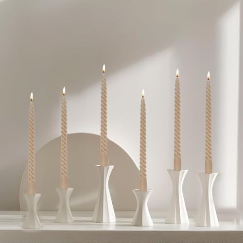 Mocha Beige Taper Candles Stick Brown Spiral Taper Candles-Set of 12 for Fall Decoration Weddings Party Church-Unscented Candles,10inch(F-Mocha Beige) - Image 3