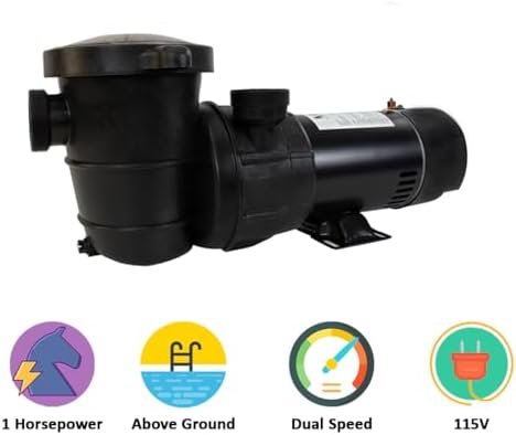 Rx Clear Extreme Force High Performance | Dual Speed | 6-Foot Cord Included | Pool Pump for Above Ground Swimming Pools | Dual Speed | 1.5 HP Pump | 115V 9 Amps | Economically Smart Choice