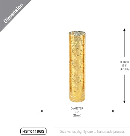 WGVI Hurricane Candle Holder Sleeve, W: 4", Ht: 16", Gold Speckled Glass Cylinder Open Both Ends, Chimney Tube Shade, 6 Piece - Image 2