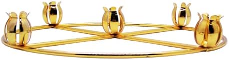 Brass Advent Wreath with 5 Candle Holders, Religious Holiday Decor, 11 Inches - Image 3