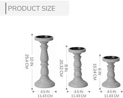 JFY Designs Alba Wood Candle Holders for Pillar, Farmhouse Fireplace Décor - Image 4