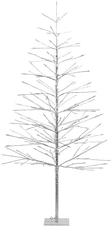 Alpine Corporation 60" Tall Artificial Christmas Tree, 180 Multi-Colored LED Lights, Indoor Outdoor Plug-in Holiday Decoration or Lawn Display, Silver - Image 3