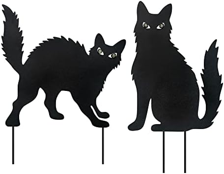 Metal Black Cat Halloween Yard Stakes, Outdoor Garden Lawn Yard Decor by LimygusHomeGarden