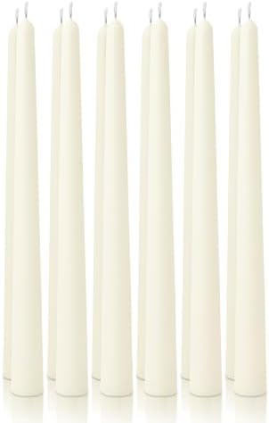 12pk 10" Classic Taper Candles, Ivory, 7-8 Hours Long Burning, Unscented Tall Candlesticks by Unknown
