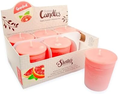 Grapefruit Soy Votive Candles - Scented with Essential & Natural Oils - 6 Pink Natural Votive Candle Refills - Fruit & Berry Collection by ShortiesCandleCompany