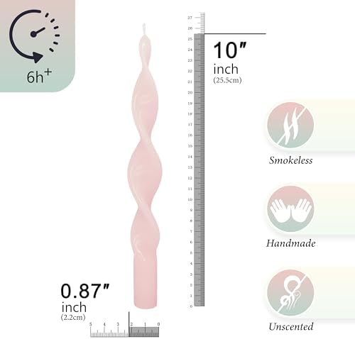 10 Inches Spiral Taper Candles Colorful Twisted Candle Dripless Long Candles, Handmade Candlesticks for Wedding Dinner Decor, Set of 4(Pastel Candy Colored) - Image 2
