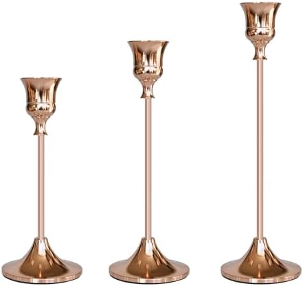 Showin Candlestick Holders Rose Gold, 3 Packs Taper Candle Holder for Candlesticks, Candle Sticks Holder Decor for Home Decor by Showin