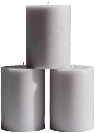 CANDWAX 3x4 inch Pillar Candles Set of 3 – Unscented Dripless Rustic Light Gray Candles for Decor, Centerpieces, Weddings by CANDWAX