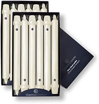 Colonial Candle Unscented Taper Candle, Classic Collection, Ivory, 10 In, Pack of 12 - Up to 8 Hours Burn by ColonialCandle