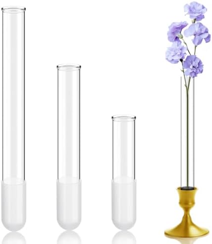 3 Pack 3.9",5.9",7.9" Glass Bud Vase Taper Candle Holder by Unknown