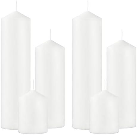 6-Pack White Pillar Candles, 2x3, 2x6, 2x8 Inch by CCXTNQS