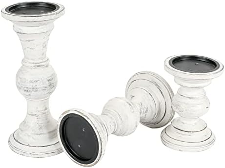Homebia Design Antique White Wooden Candle Holder Set of 3 –10, 8, 6 Inch - Image 7