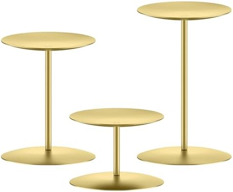smtyle Gold Pillar Candle Holders, Reversible Set of 3 by smtyle
