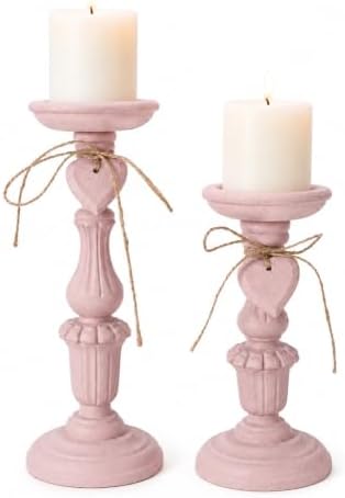 Shabby Chic & Vintage Farmhouse Wood Candle Holders - 2Pcs - Image 2