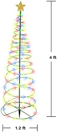 Solar Metal LED Christmas Tree Decoration Light - 200 LEDs, Easy Installation, 4 Feet Tall, Perfect for The Holidays - Multi-Colored - Image 3