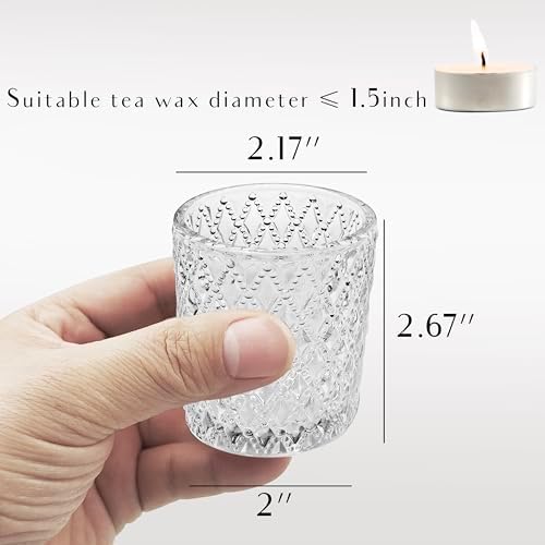 Clear Glass Votive Candle Holders, 12 pcs 3 Patterns Tealight Candle Holders for Wedding Table Centerpiece Birthday Party Thanksgiving Christmas Decoration - Image 6