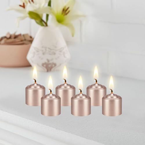Mega Candles 12 pcs Unscented Rose Gold Votive Candles, Hand Poured Wax Candle 10 Hour 1.38 Inch x 1.5 Inch, Home Décor, Wedding Receptions, Centerpieces, Occasions, Events, Festivities, Meditations - Image 5