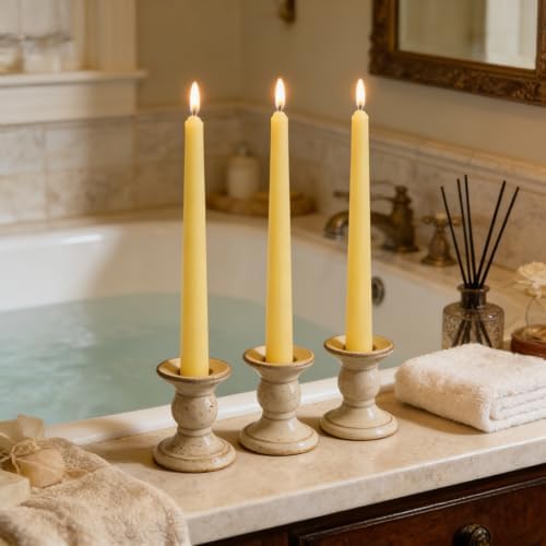 12-Pack Yellow Taper Candles, 10 Inch Unscented Dripless Candlesticks, Long-Lasting Burn Time of 7-8 Hours, Perfect for Home Décor, Weddings, and Events - Image 5