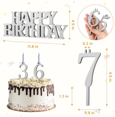 20Pcs Wooden Number Candle Holder with Happy Birthday Sign-Silvery - Image 2