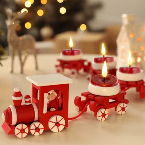 Eywamage Red Flameless Tealights with Remote Batteries, Flickering Real Wax LED Tea Votive Candles Proposal Decor Set of 10 - Image 6