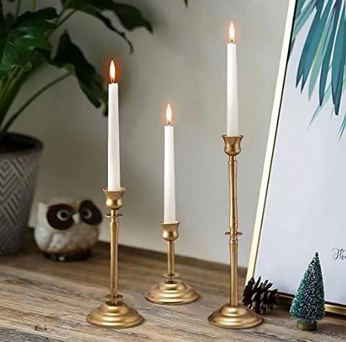 Gold Metal Taper Candle Holder Set of 3,Vintage Candlestick Holders for Decorating Centerpiece Dinning Table,Wedding,Fireplace Mantle,Home Decoration - Image 6