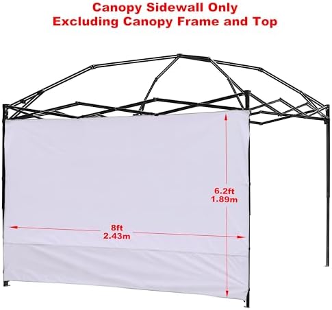 Canopy Sunwall Sidewall Gazebos Tent Waterproof for 8x8ft Pop up Canopy Straight Leg Gazebos Outdoor Instant Canopies 1 Pcs White Canopy Sidewall Only - Image 2