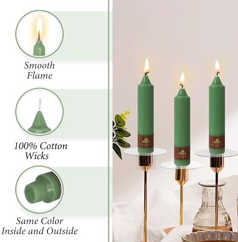 Sage Green Taper Candle Candle Sticks, 7 Inch Mini Pillar Candles Taper Candles, 4PCS Handmade Unscenteds Candlesticks for Festive, Party, Spell, Wedding, Home Decor - Image 3