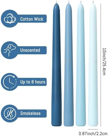 Viyffo 10 Inch Taper Candles, 12 Pack Blue-Unscented, Dripless Design– Long Tall Tapered Candlesticks for Wedding, Dinner, Holiday, Party, Home Decor Natural Color Series - Image 3