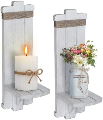 Alphatool Handmade Wooden Candle Sconces Set of 2 Farmhouse Wall Decor by Alphatool